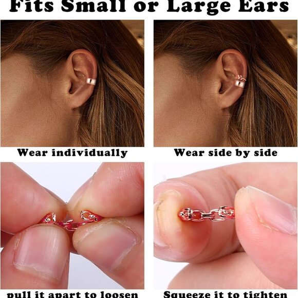 25PCS Ear Cuff for Women Non Piercing Clip on Cartilage Helix Wrap Earrings Adju - Picture 3 of 7